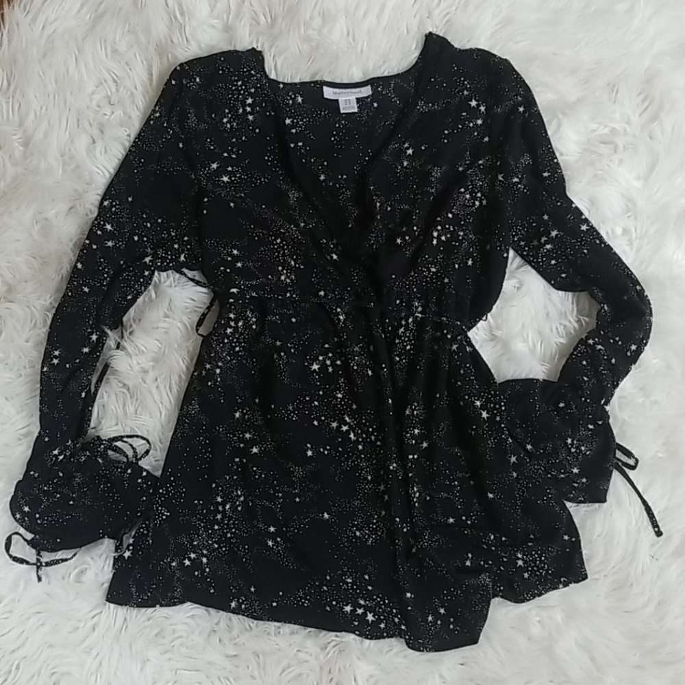 Motherhood Maternity Stars Blouse - Black/Cream, M